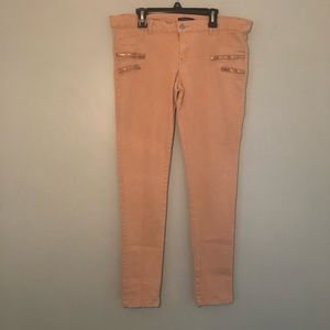 Salmon Zipper skinny jeans